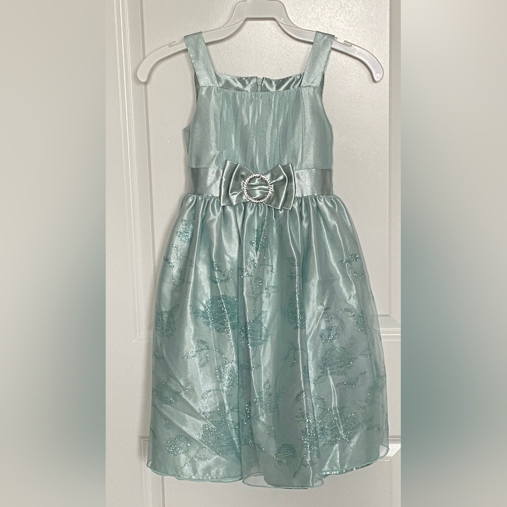 L♥VE by Special Occasions Girls Formal Shimmering Aqua‎ Kids Dress Size 7